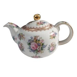 Royal Albert Lady Carlyle Teapot With Lid Roses Gold Trim Vintage